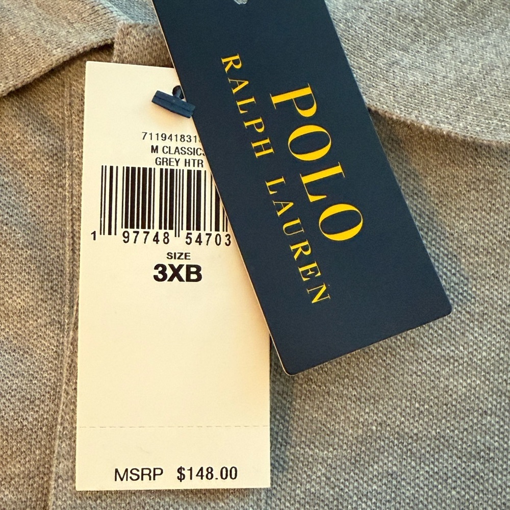 Polo Ralph Lauren Big Pony Crest Mesh Polo Shirt Gray Size 3XL NWT - Picture 10 of 11